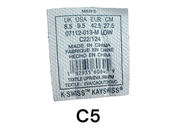 KSwiss, Talla 9.5